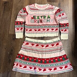 Extra Grinchy Women's Sweater Set - Pink and Green